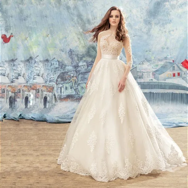 Sexy See Through Corset Nude Wedding Dress 2016 Long Sleeve Buy