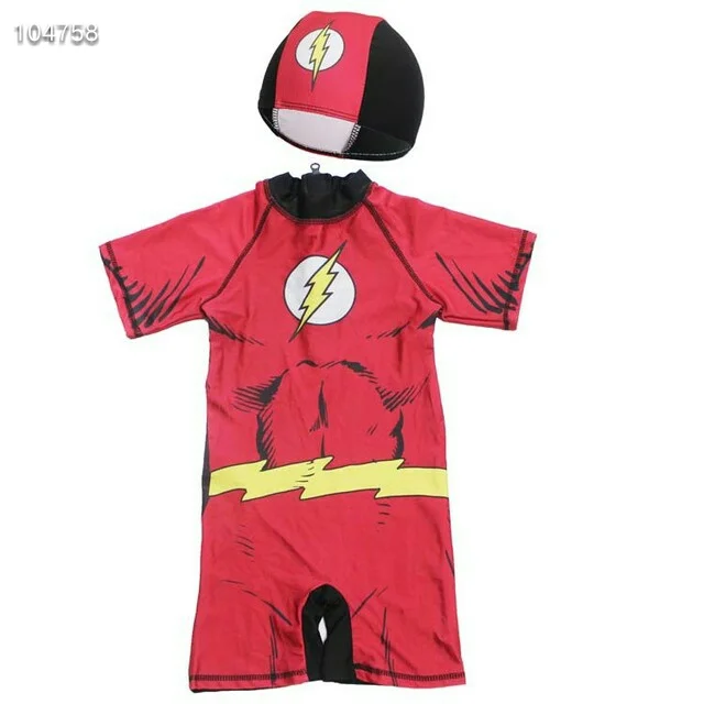 2021 Cartoon Superhero Children's Swimsuit Boy's Conjoined Big Boy Hot