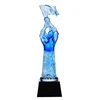 Chinese style liuli crystal glass figurine trophy for souvenir