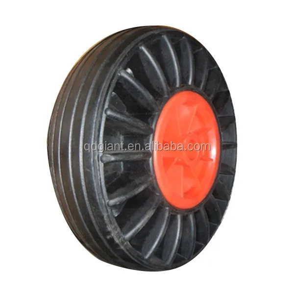Inexpensive solid rubber wheel 10"x3" with plastic rim