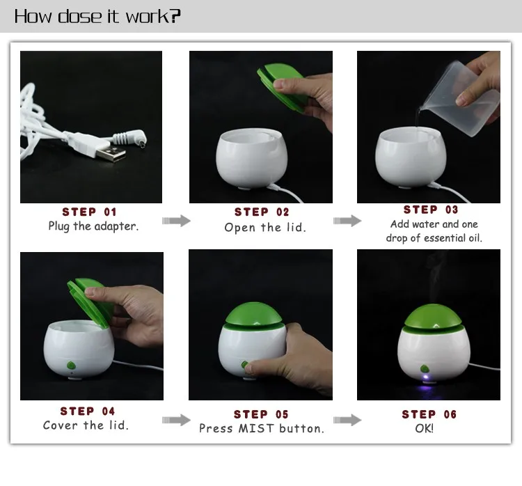 Veister USB Installation and CE，RoHS Certification usb mini aroma diffuser car air humidifier