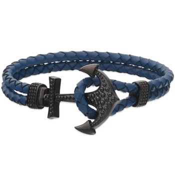 Male Leather Sailing Steel Anchor Nautical Rope Bracelet Male Leather Sailing Steel Anchor Nautical Rope Bracelet