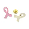 Pink Breast Cancer awareness metal ribbon lapel pin