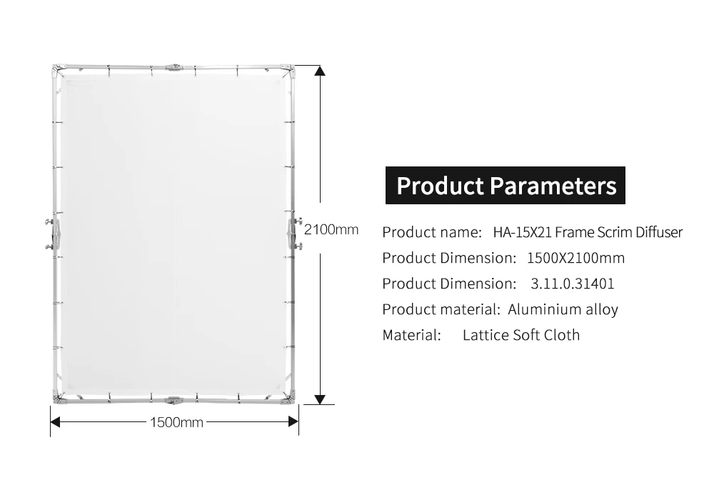 JINBEI HD-15x21 1.5x2.1m HD Frame Scrim Diffuser Photographic Transparent Board for Studio Commercial Portrait Photography
