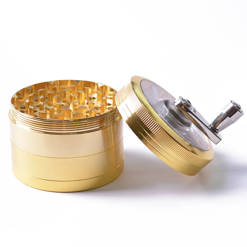 63mm 4 Pieces Layer Part Metal Crank Weed Herb Tobacco Grinder With