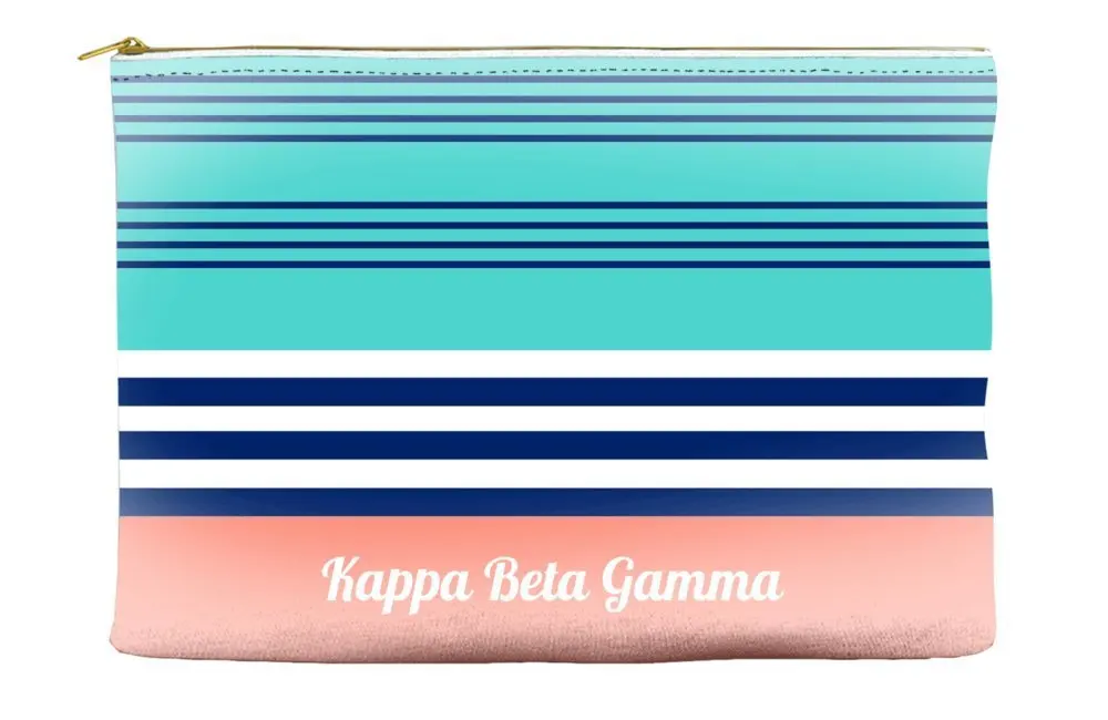 Kappa Beta Gamma Color Block Teal Cosmetic Accessory Pouch Bag for Makeup Jewelry & other Essentials