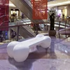 Creative shopping mall bench dog bone shape decoration seating stool lounge bench outdoor furniture fiberglass
