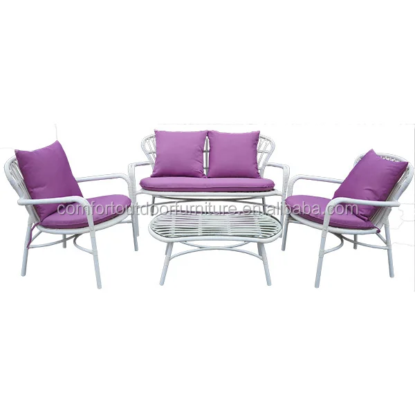 
Garden Modern 4-seat Sofa with Round Rattan Top 
