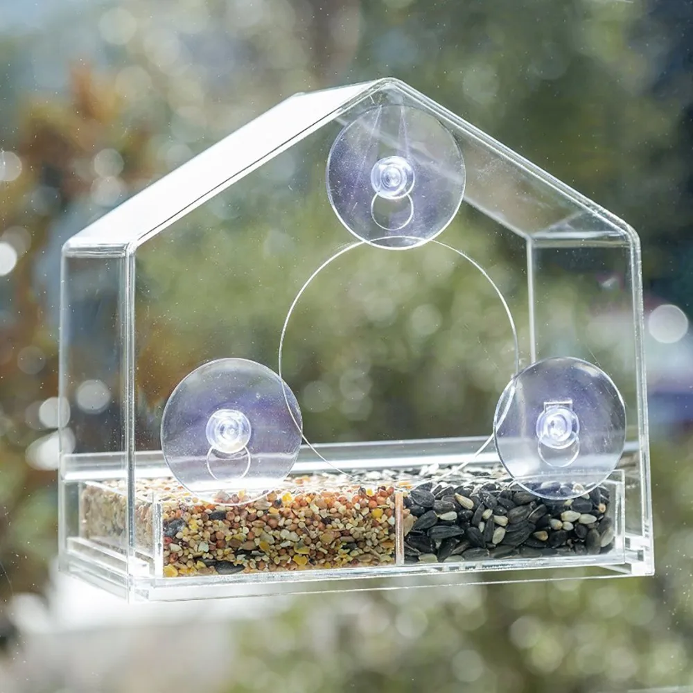 Clear Acrylic House Shaped Bird Feeder Perspex Bird Feeder Buy Clear