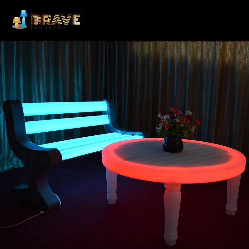 2019 New Modern Outdoor Garden Plastic Led Furniture Led Lighting Table