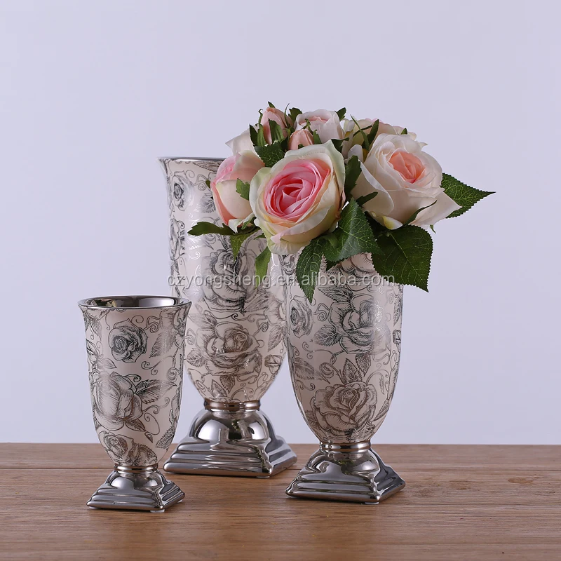 ホワイトシルバー花瓶宮殿シルバーバラ花瓶セラミック花瓶 Buy 花瓶 セラミック花瓶 シルバーローズフラワー花瓶 Product On Alibaba Com