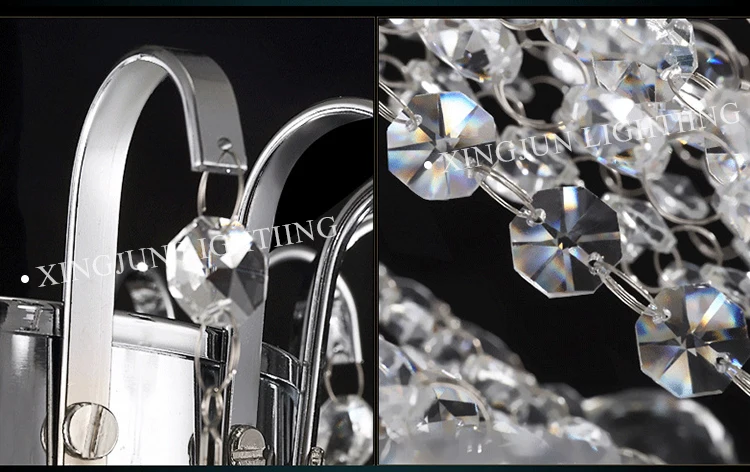 Decorating lighting romantic European LED Stainless Steel modern crystal pendant light metal  light vintage