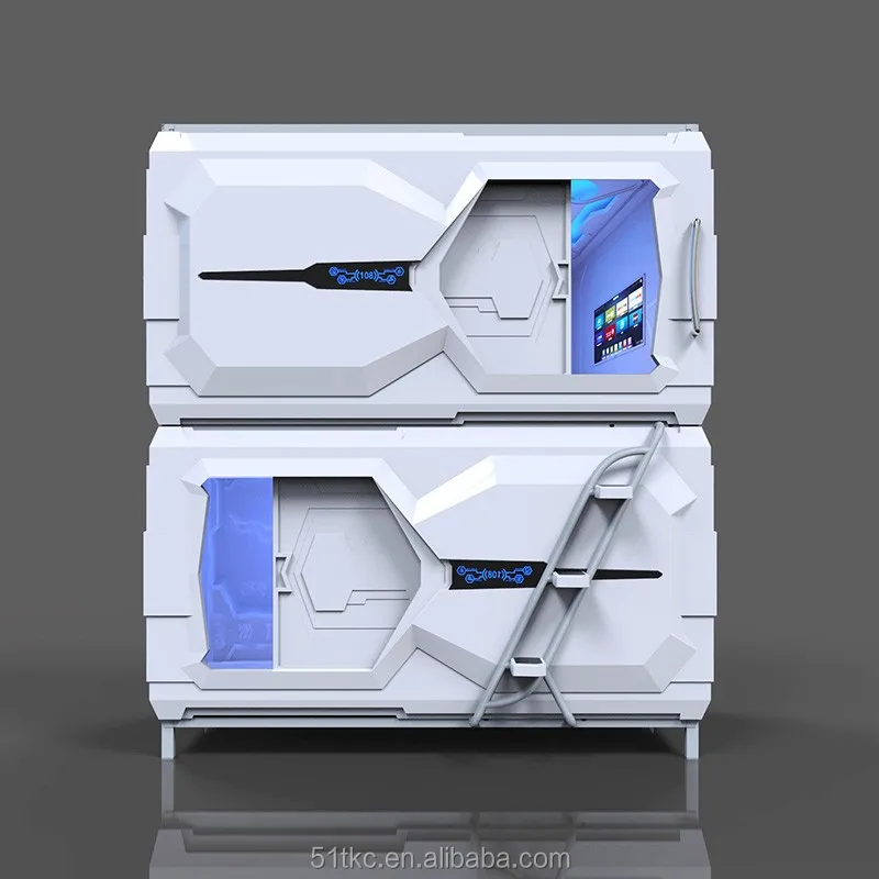 sliding door  single horizontal capsule hotel bed 