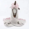 Newest Cute Autumn Winter Warm Girls Pink Thick Handmade Cosplay Tassel Design Crochet Knitting Unicorn Cloak Hooded Scarf Hat