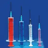 Disposable sterile 2 parts colored plunger syringe