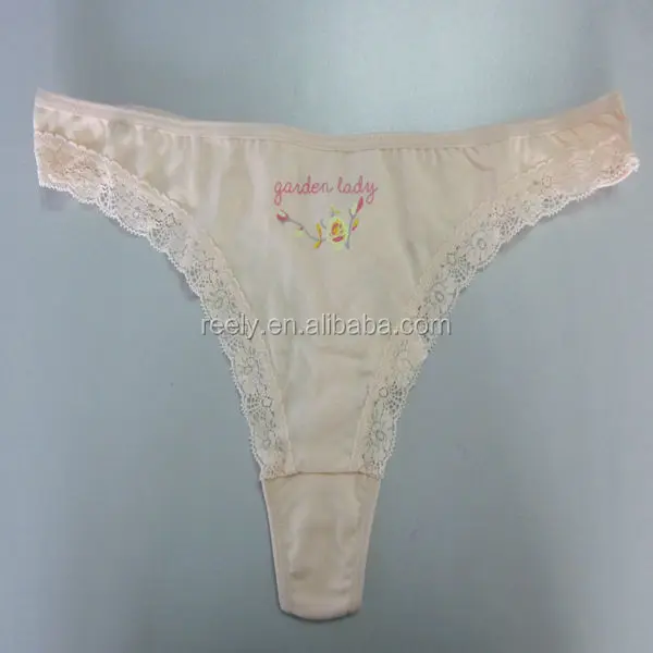 White With Screen Print Logo Stylish Lace Ladies Panty Brand Names