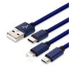 Factory high quality good material 3 in 1 Micro Fabric Nylon Braided USB cable for iPhone