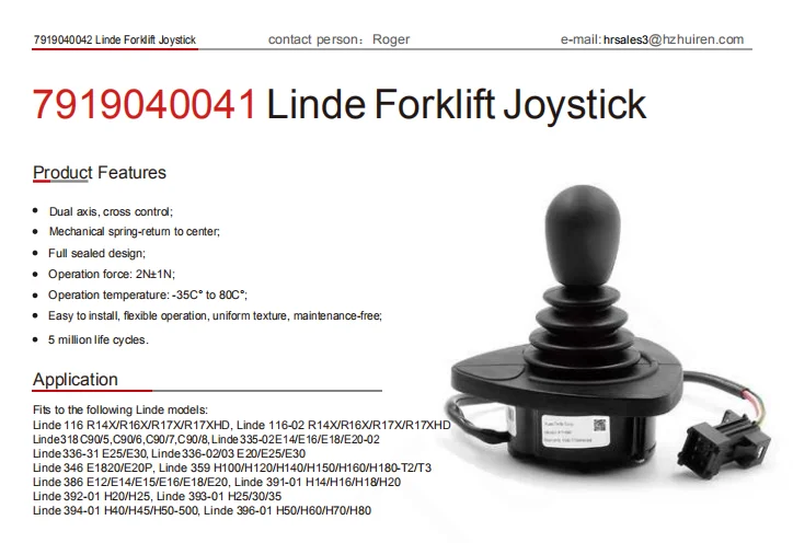 UOYETIB 7919040043 Controller Handle Control Unit Compatible with Linde Forklift Joystick E16 E20 E30 335 336