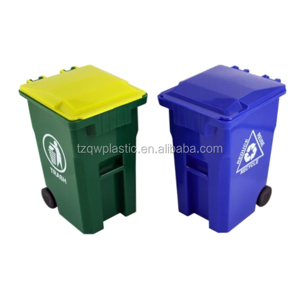 Pencil Holder for Desk A Desktop Tidy Pen Bin Trash Can with Lid Stationery Holder Rubbish Garbage Ecosin The Mini Curbside Trash and Recycle Can Set 