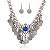 Vintage Ethic Style Coin Jewelry Sets Inlay Gem Necklace Jewelry Wholesale China