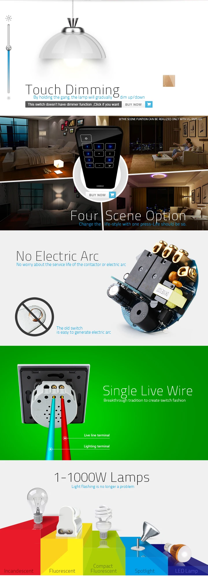 Livolo Luxury White Crystal Glass Panel Intelligent Touch Wall Light Switch EU standard - ANKUX.COM