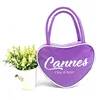 CANNES City Name Heart Shaped Souvenir Bag Shiny PVC Girls Beach Tourist Tote Bag