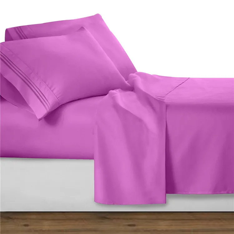 100 Polyester Double Brushed Microfiber Bedding Set Bed Sheets Solid