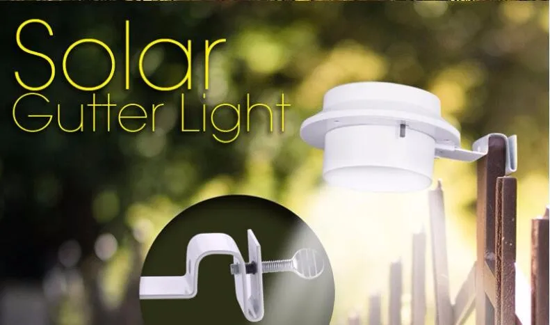 Outdoor Solar 3LED Security Landscape Garden Fence Light Lamp