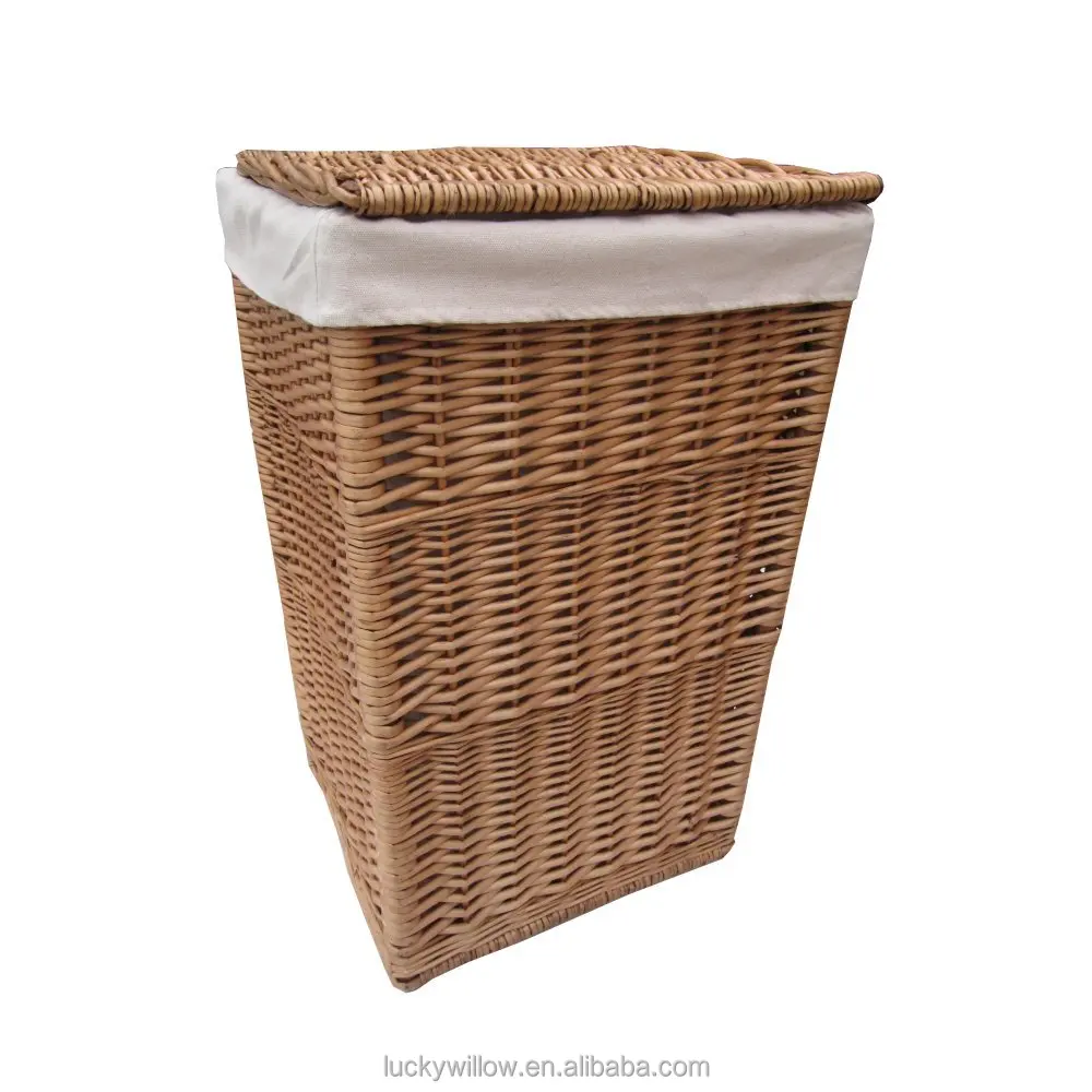 square wicker basket with lid