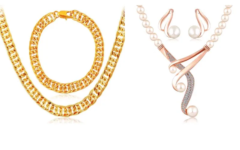 Wholesale Christmas colored CZ rhinestone jewelry 18K Gold Jewelry Set for Women