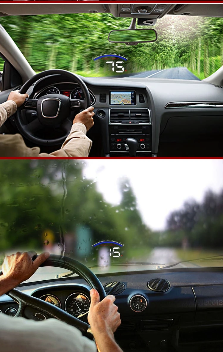 Head Up Display Auto HUD 3,15 Zoll | Digitaler GPS Tachometer | Plug & Play | Für Alle Autos | Mit Anti-Rutsch Matte