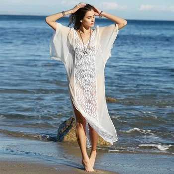 Premium White Lace Cowl Neck Maxi Beach Dress Missguided