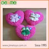 JM7118 Chenille Fabric Heart Pillow with Double Doll Bear Frog