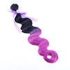 Cheap price 1b purple wavy synthetic hair wefting black root ombre purple synthetic hair weave