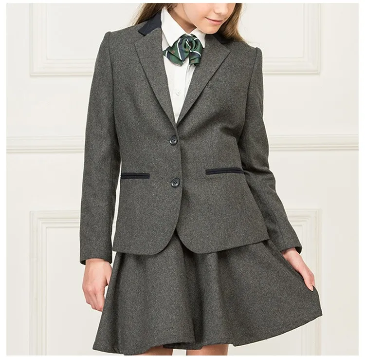 Junior School Girls England Style Grey Colors Coat Jacket Blazer And