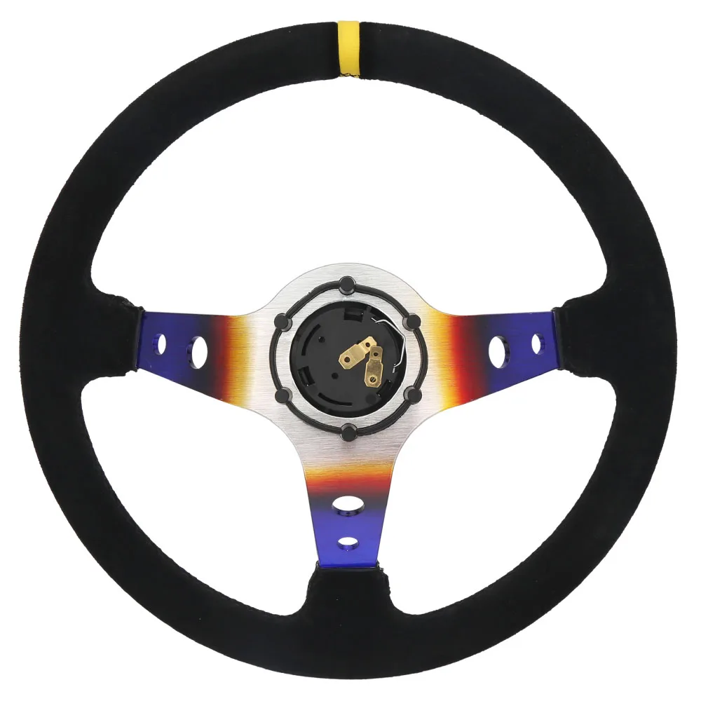 Diameter 350mm Deep Corn Rally Steering Wheel Leather With Black