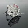 cat pet Kitty Engagement stainless steel micro pave iced out Ring