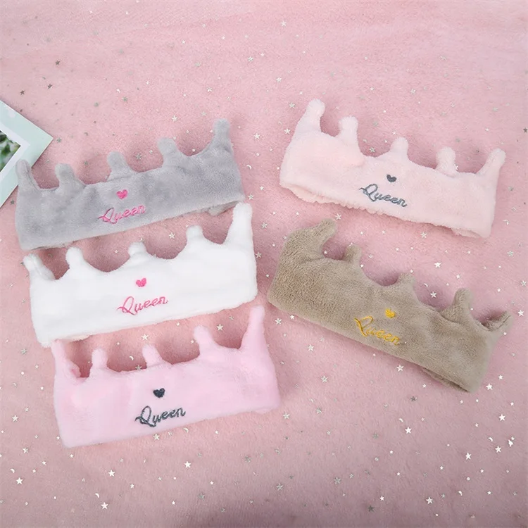 Custom Queen Embroidery Headband Cute Crown Hair Hoop Women Spa Wash