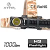 XTAR Hottest sale H3 1000 lumens 6200cd 157m beam throw XM-L2 U3 powerful led headlamp with head strap