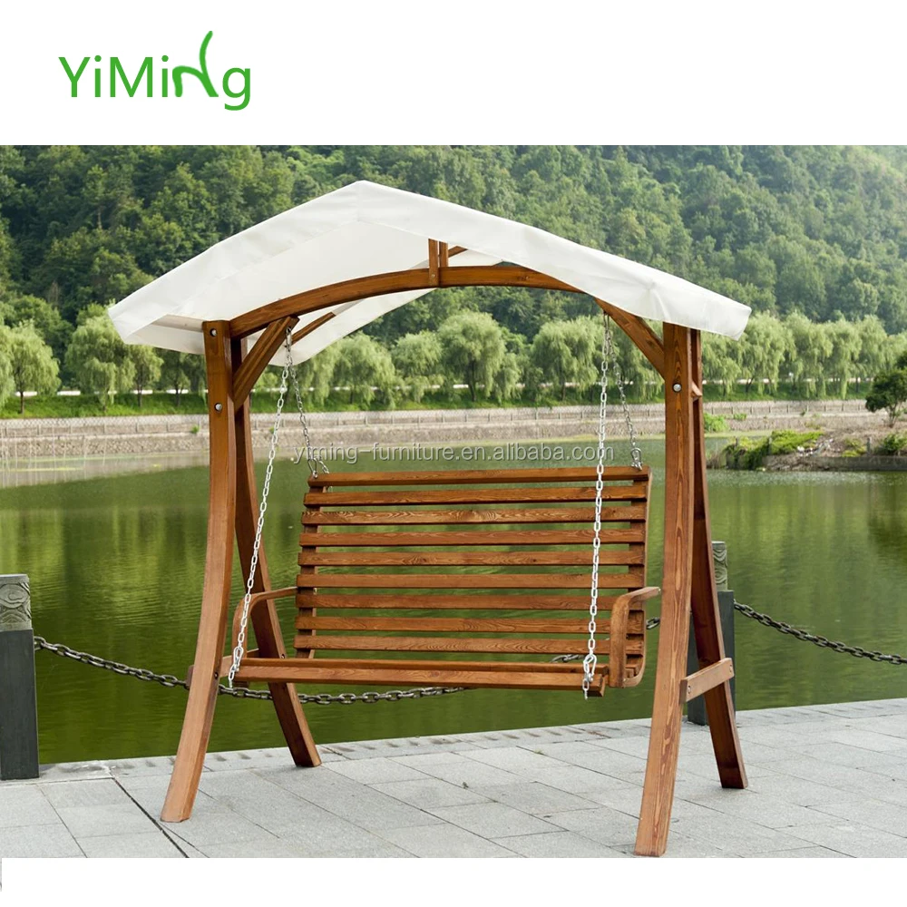 Assembling 3 Seater Patio Outdoor Wooden Swing Outdoor Larch Swing