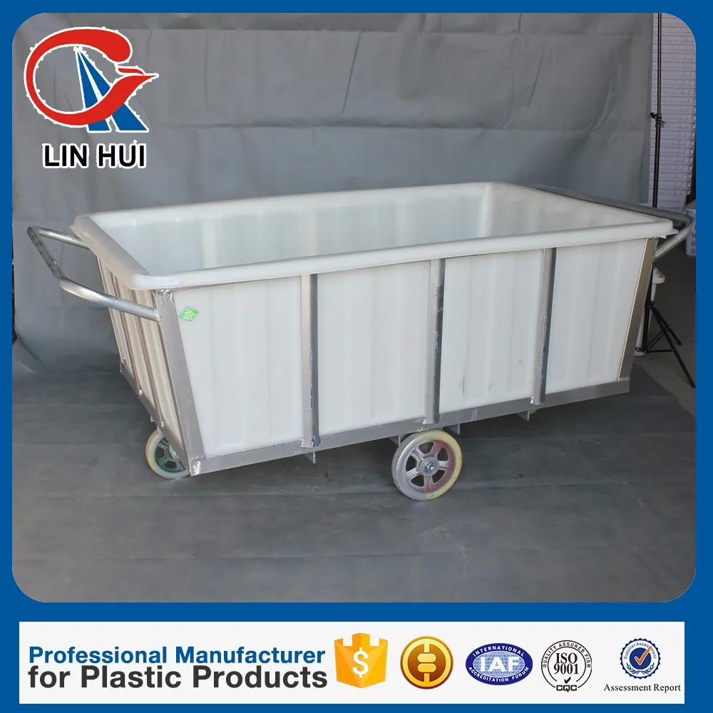 Oem Roto Molded Pe Plastic Large Laundry Bin On Wheels And Steel