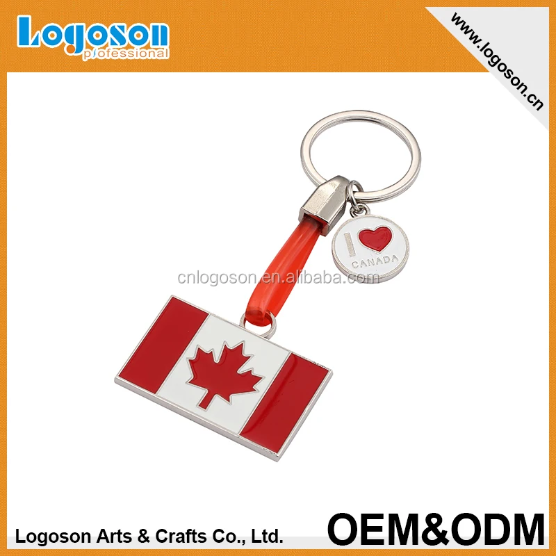 I Love Canada Souvenir Keychain Custom Enamel Metal Canada Flag