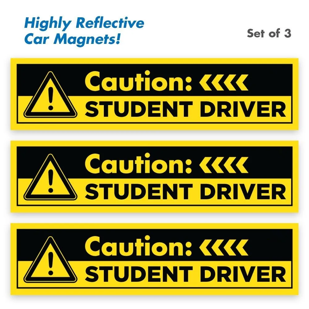 Custom Design 3 Packs Student Driver Magnet Car Signs For The Novice Or