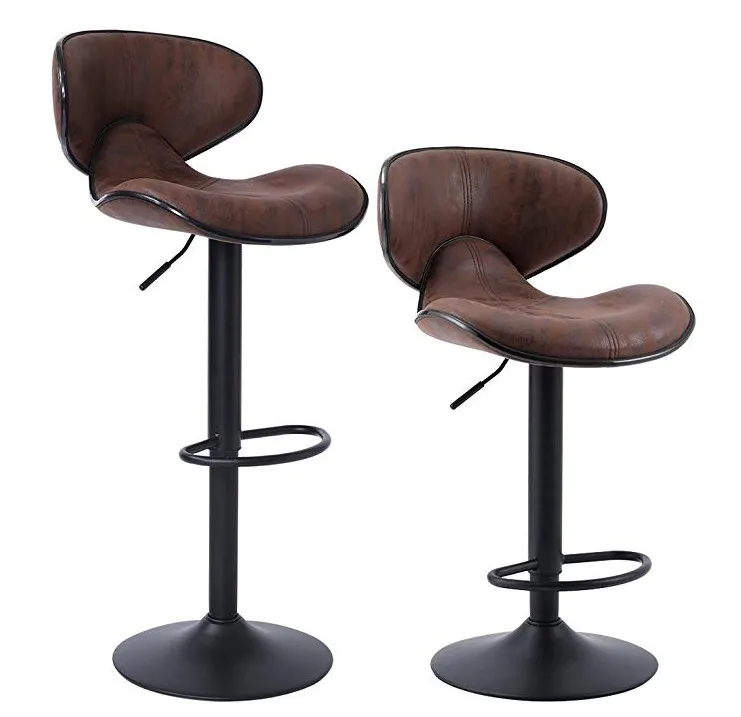 Set Of 2 Adjustable Bar Stools Swivel Bar Stool Chairs With Back Pub