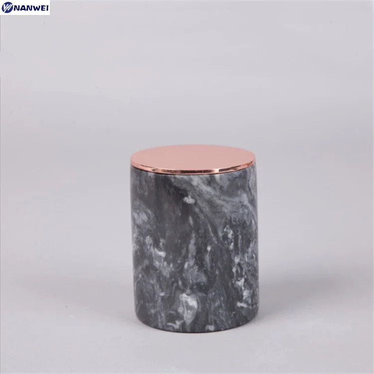 Wholesale Custom Made Natural Marble Candle Jar With Metal Lid For Sale