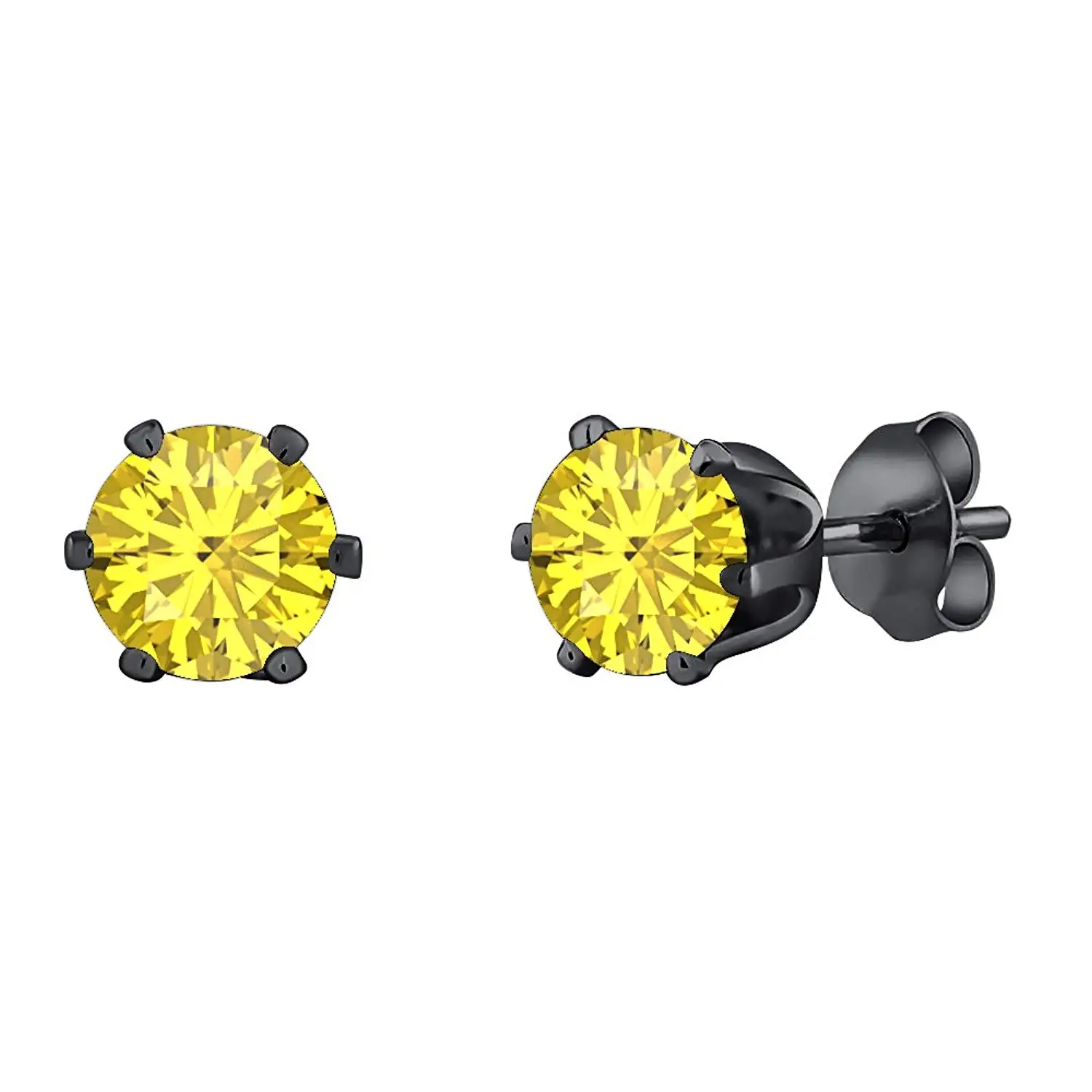 tusakha 6 Prongs Solitaire 6mm Round Cut Created Pink Ruby Stud Earrings For Womens /& Girls