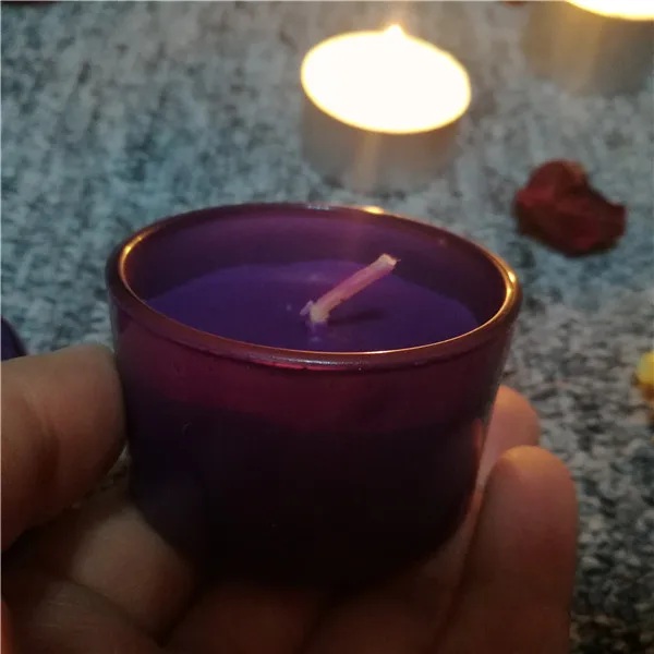 Decorative purple scented 1% lavender glass cup tealight candles