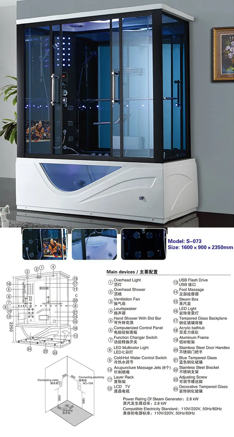 Portable Sliding Door Steam Shower With Glass Bathtub For Sale Buy