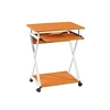 Small Wooden Computer Desk Table with Wheels and Keyboard Shelf