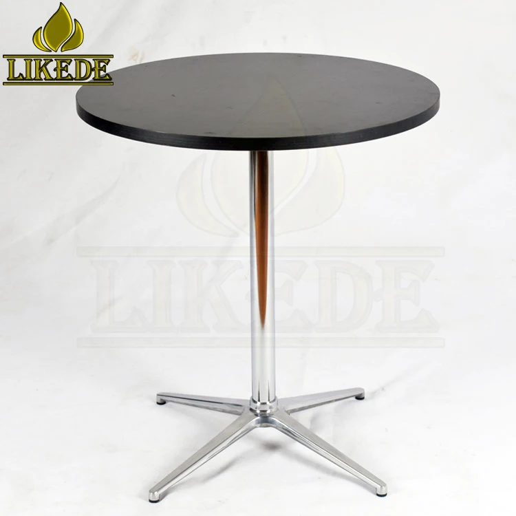 Morden Design Round Restaurant Dining Table Black With Metal Base for Cafe Use